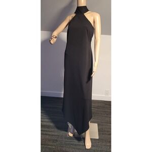 Scene Ladies Black Elegant‎ Long Dress Size 7/8 With Beading Accent and V Hem